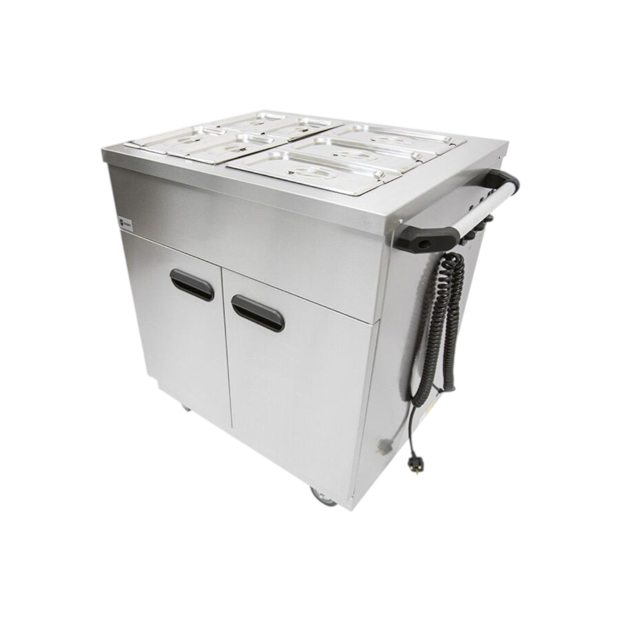 1887 Mobile Servery – Stainless Steel Bain Marie with Hot Cupboard, GN Pan Capacity, 30 Meal Serving, Castors, 13A Plug