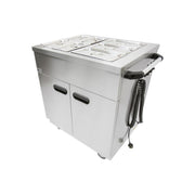 Mobile Bain Marie Servery with Hot Cupboard – GN Pan Capacity, 30 Meal Serving, Castors