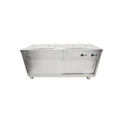 1800mm Hot Cupboard with Bain Marie Top – Stainless Steel, Wet or Dry Heat, Sliding Doors, Adjustable Shelf, 5.8kW