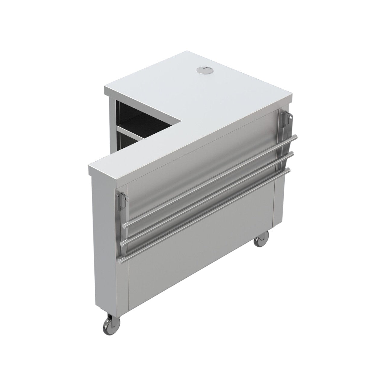 FS-TSL Flexi-Serve Till Section – Left Handed Configuration, Stainless Steel, 700mm Width, Adjustable Shelf, Mobile with Locking Castors