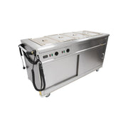 Mobile Bain Marie Servery – 1500mm Stainless Steel, Wet & Dry Heat, Digital Display, Sliding Doors, Castors, 4.3kW