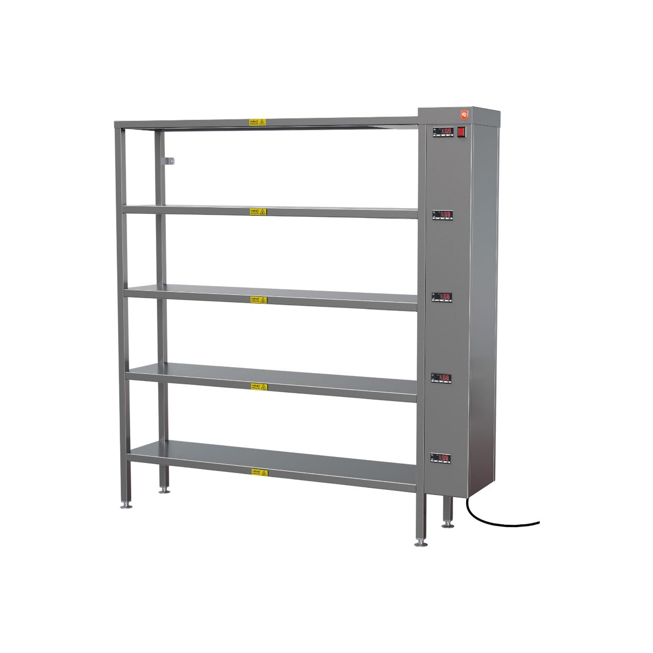 HEATED SHELVING UNIT HSU15300 – 5 Independently Controlled Stainless Steel Heated Shelves, 30–85°C Adjustable, Wall-Mounted, 1500mm Width, 230V, Silver