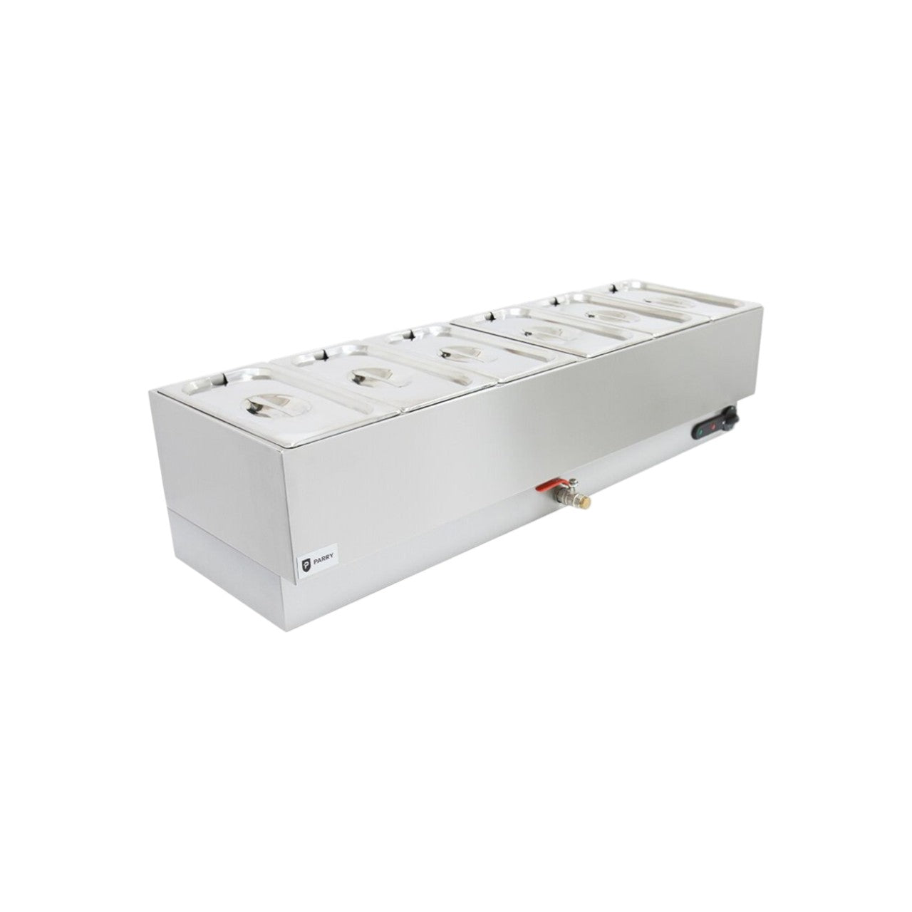 Parry 1987 Electric Wet Bain Marie – Countertop 6 x 1/3 GN Pan Capacity, Stainless Steel, Thermostat Control, Drain Tap, 13A Plug – Commercial Catering Equipment