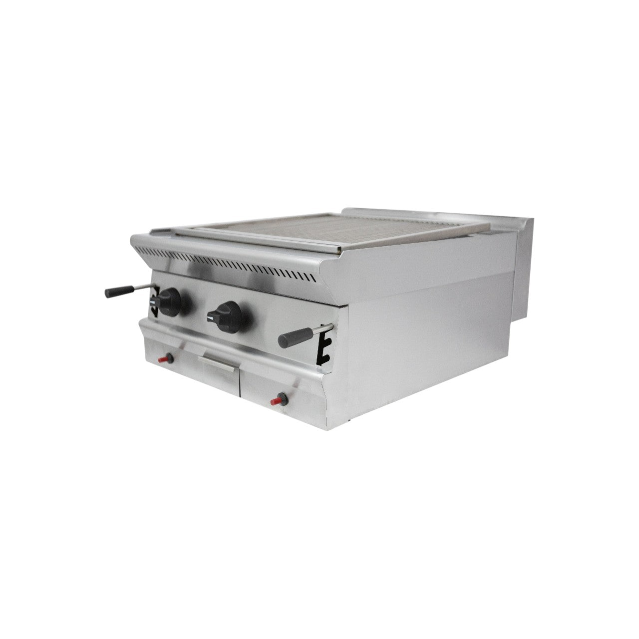 PGC6 – Natural Gas Chargrill with Lava Rocks, Stainless Steel, 2 Burners, Adjustable Height, Commercial Countertop or Stand Grill