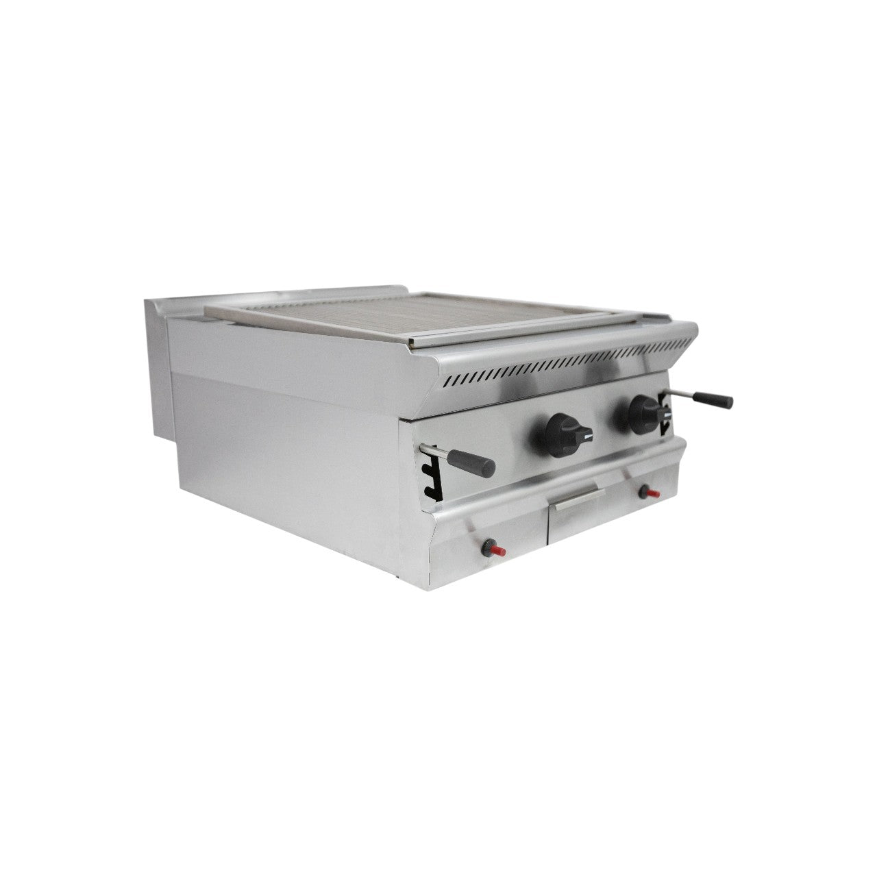 PGC6 – Natural Gas Chargrill with Lava Rocks, Stainless Steel, 2 Burners, Adjustable Height, Commercial Countertop or Stand Grill