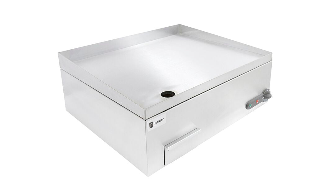 1854 Electric Griddle – 600 x 500mm Polished Stainless Steel Plates, Thermostatic Control, 3kW Commercial Countertop Cooker, 13A Plug