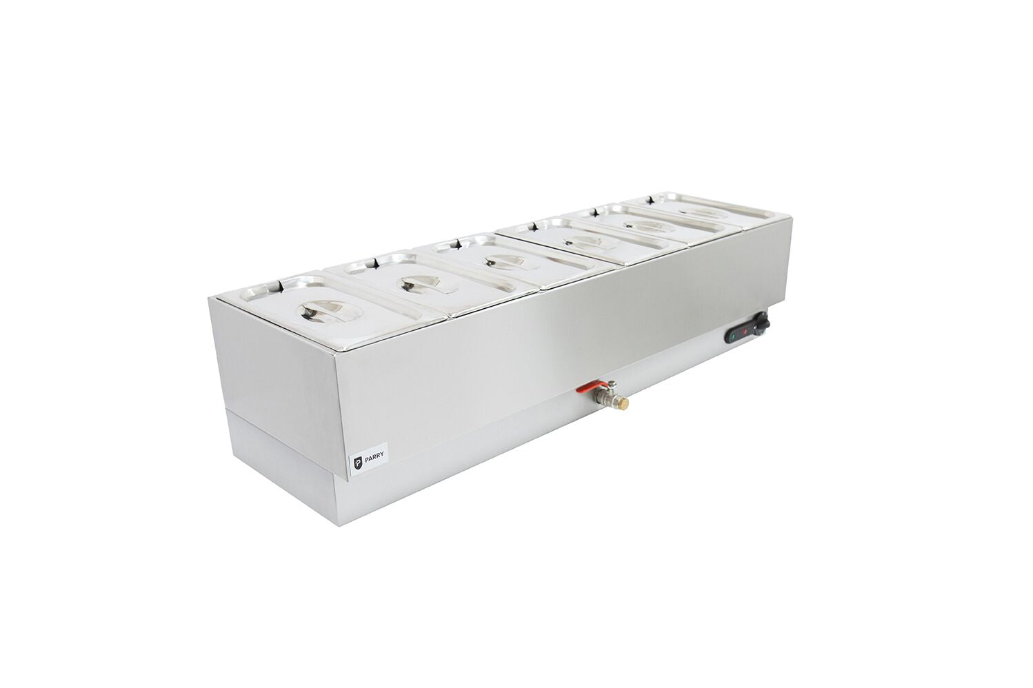 Parry 1987 Electric Wet Bain Marie – Countertop 6 x 1/3 GN Pan Capacity, Stainless Steel, Thermostat Control, Drain Tap, 13A Plug – Commercial Catering Equipment