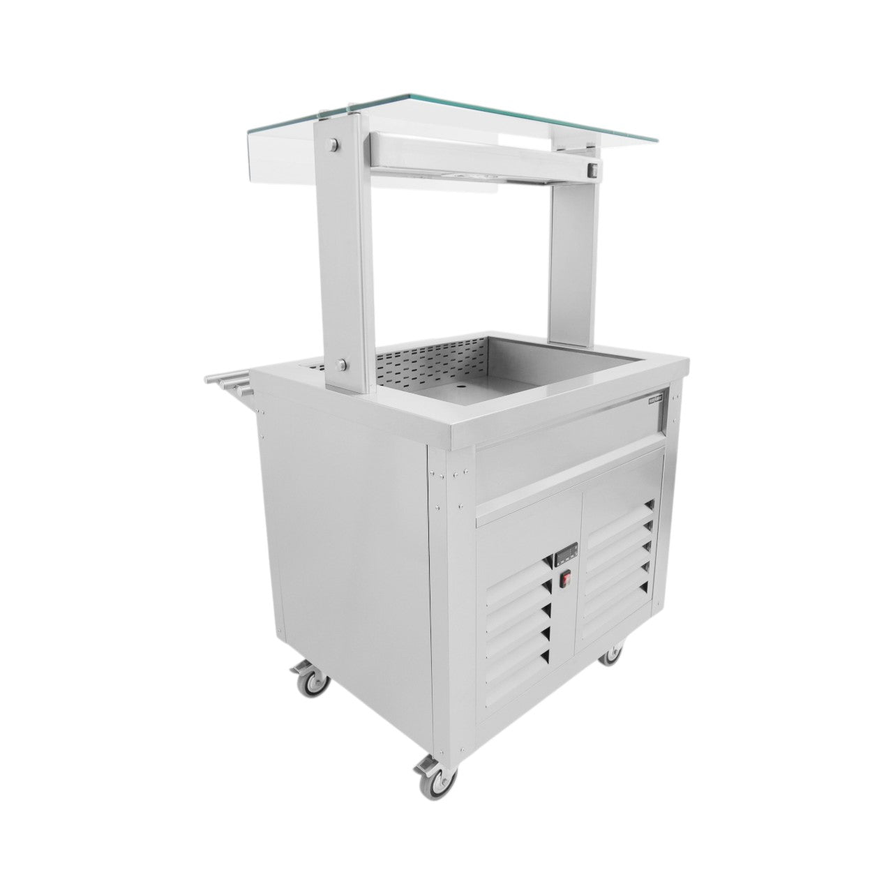 FS-RW5 Flexi Serve Refrigerated Well Food Service Counter with LED Illuminated Gantry, Stainless Steel Mobile Serving Unit, 1830mm