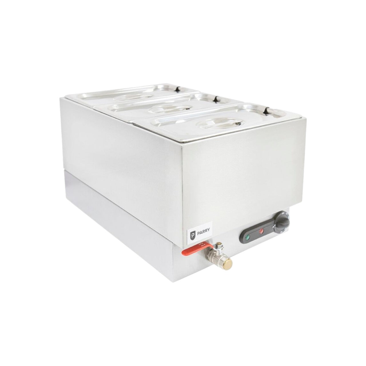 1885FB Electric Wet Bain Marie – Countertop Stainless Steel Food Warmer with 1 x 1/1 GN Pan, Thermostat Control & Drain Tap, Silver
