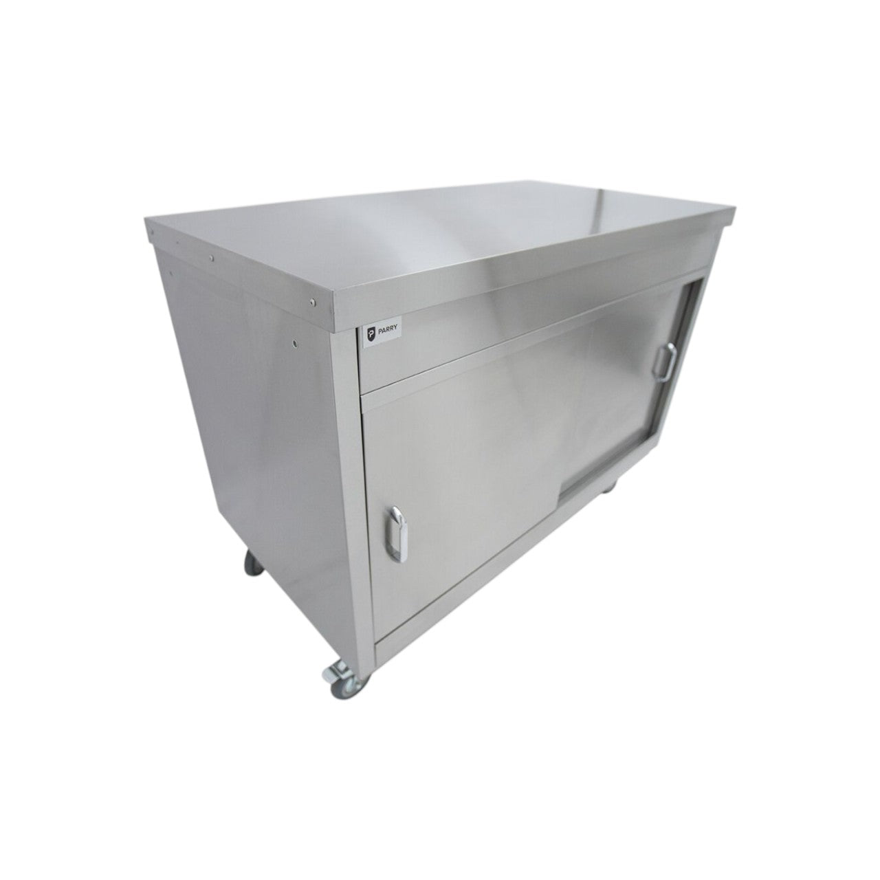 Parry AMB15 Ambient Cupboard – 1500mm Stainless Steel Mobile Storage Unit with Sliding Doors and Adjustable Shelves, Silver