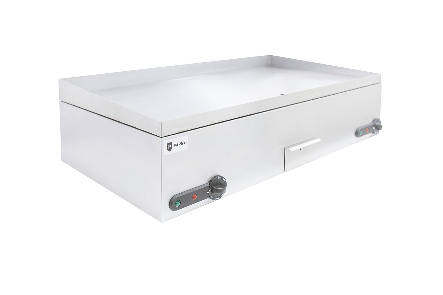 Parry 3014 Double Electric Griddle – Commercial Stainless Steel Countertop Griddle with Dual Zone Cooking, Thermostatic Control, Removable Fat Drawer, 50-300°C, 2 x 13A Plugs