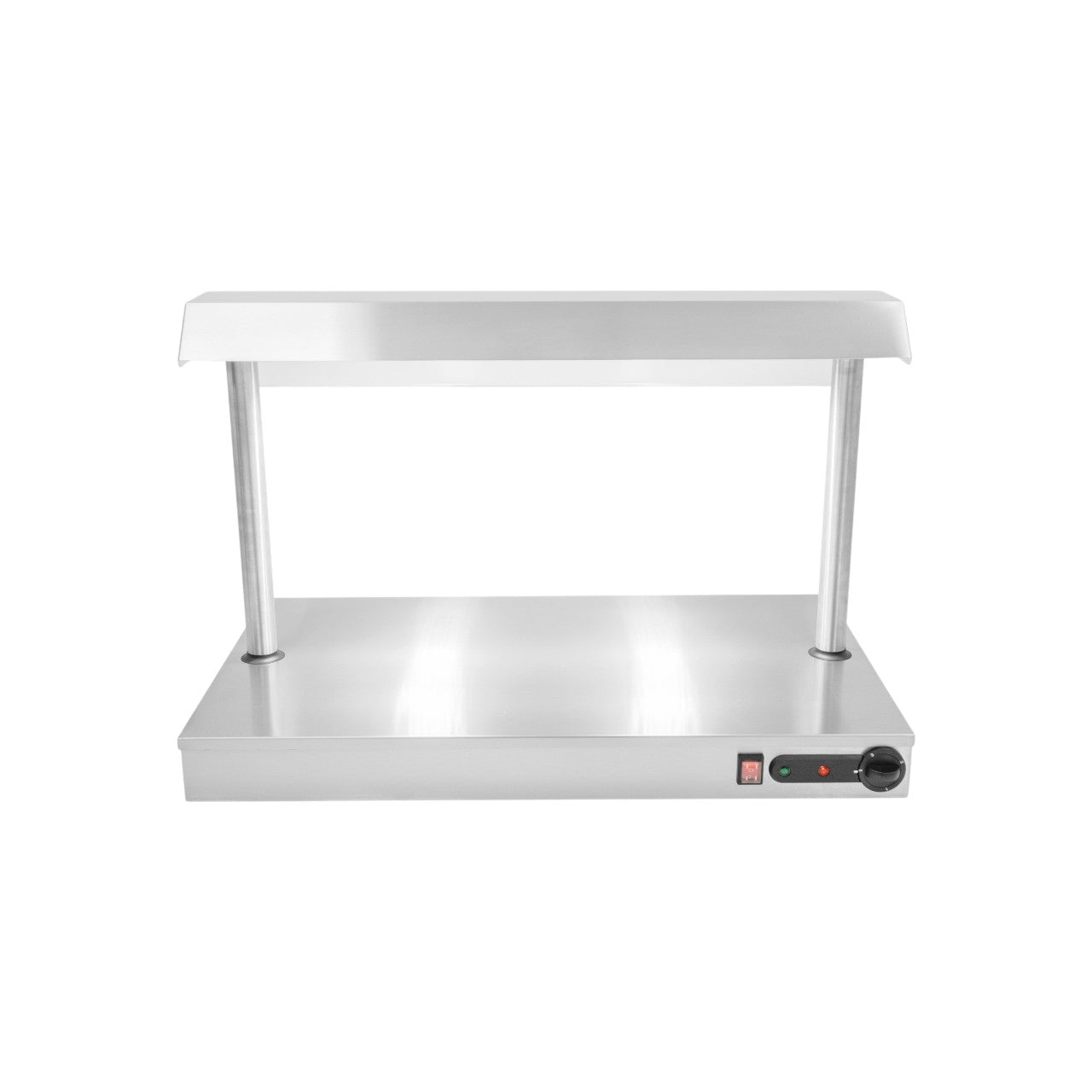 QLD2 Electric Quartz Lamp Display Unit – Stainless Steel Hot Food Display with Glass Sneeze Guard, 1kW, 825 x 505 x 547mm