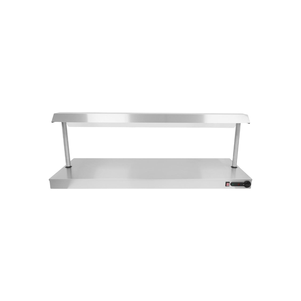 QLD4 Electric Quartz Lamp Display Unit – Stainless Steel Hot Food Display with 4 Quartz Heat Lamps, 2kW, 13A Plug, Glass Sneeze Guard