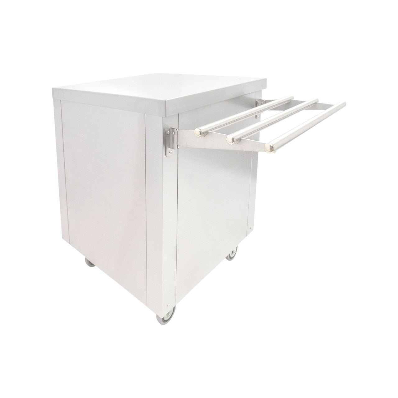 FS-CS Flexi-Serve Square Stainless Steel Food Display Unit with Locking Castors – 700x700x900mm, 55kg, Silver