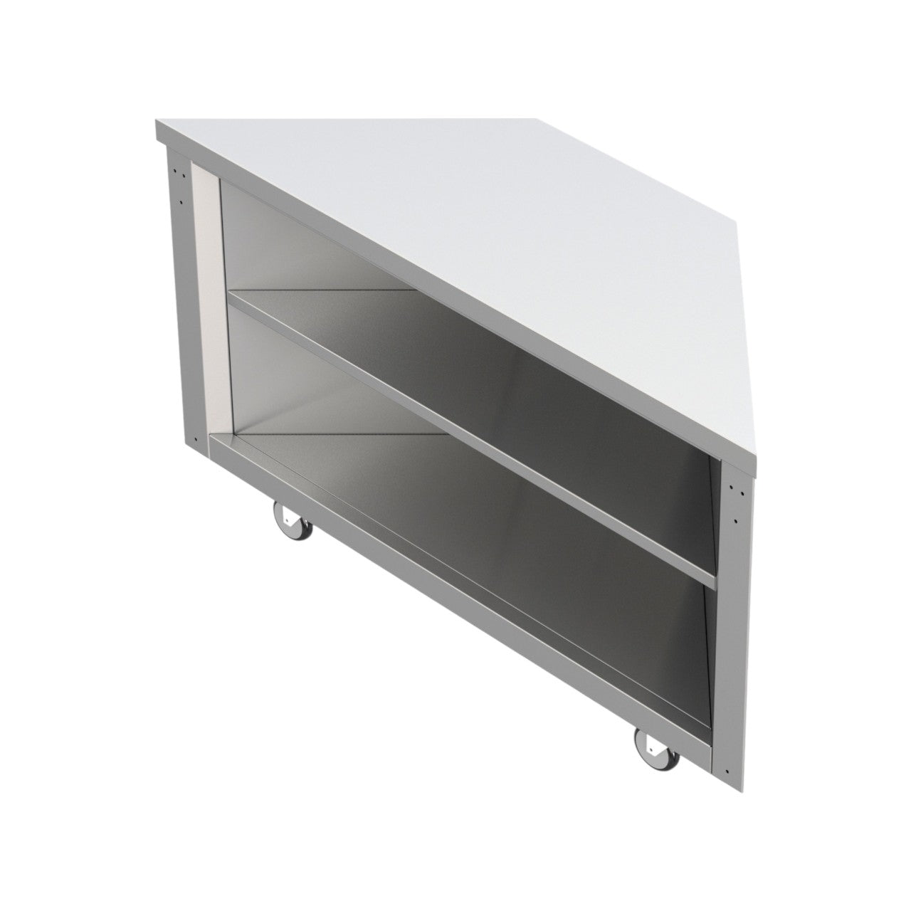 FS-CO Flexi-Serve Corner Open Storage Unit – High-Grade Stainless Steel, Mobile with 4 Locking Castors, 1500 x 495 x 900 mm, Silver