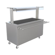 FS-HT4 Flexi-Serve Hot Top Food Service Counter with Quartz Heated Gantry, Fan Assisted Hot Cupboard, Stainless Steel Mobile Unit – 1495mm