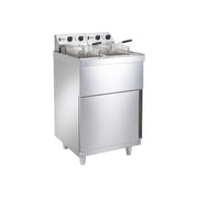 Double Pedestal Electric Fryer – 2 x 9L Tanks, 18kW, Thermostatic Control, Stainless Steel, Hardwired