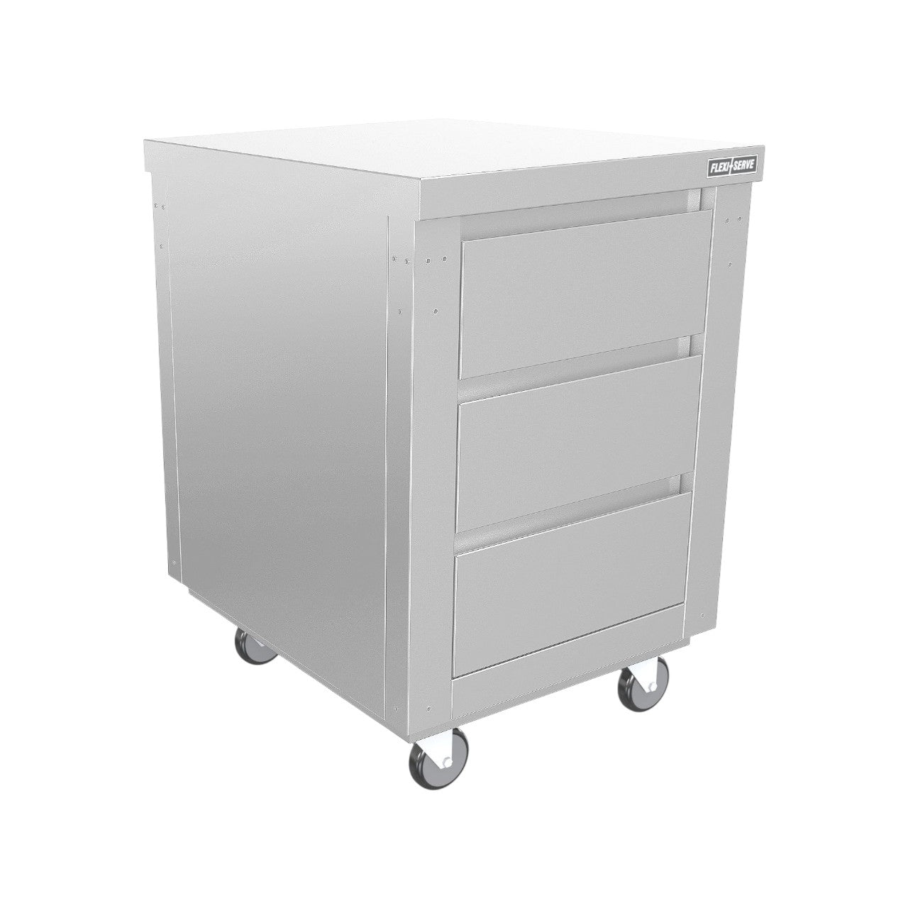 FS-DU3 Flexi-Serve Stainless Steel Drawer Unit with 3 Drawers and Locking Castors – Modular Food Storage with Colour Fascia Panels