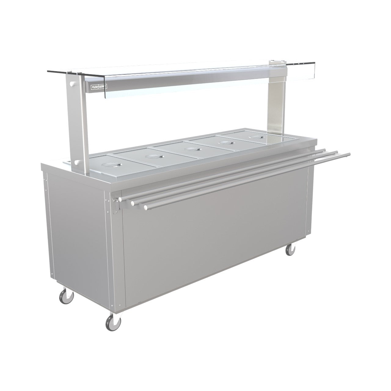 FS-HBW5 Flexi-Serve Hot Cupboard with Wet Well Bain Marie Top, Quartz Heated Gantry, Stainless Steel, 700mm Wide, Adjustable Shelves, Fan-Assisted Heating