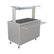 FS-HT3 Flexi-Serve Hot Top Food Service Counter with Quartz Heated Gantry, Fan Assisted Hot Cupboard, Stainless Steel Mobile Unit – 1160 x 700 x 900mm