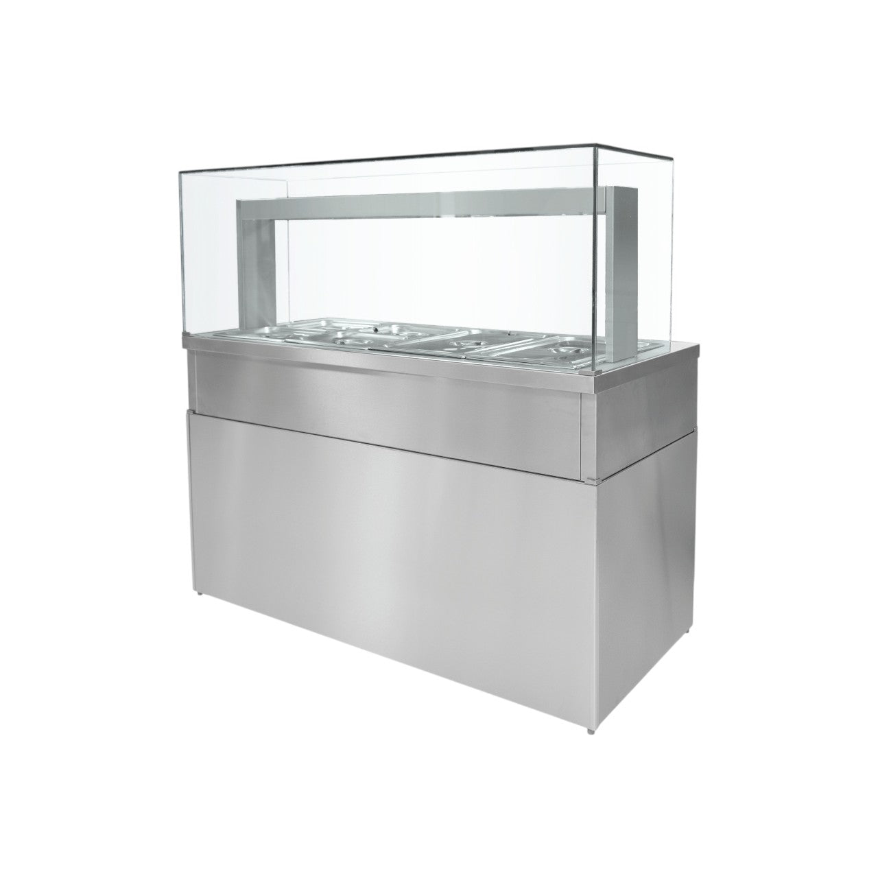 Heated Bain Marie Servery with Glass – Wet & Dry Heating, Counter Height, 1782mm, 2 x 13A Plugs