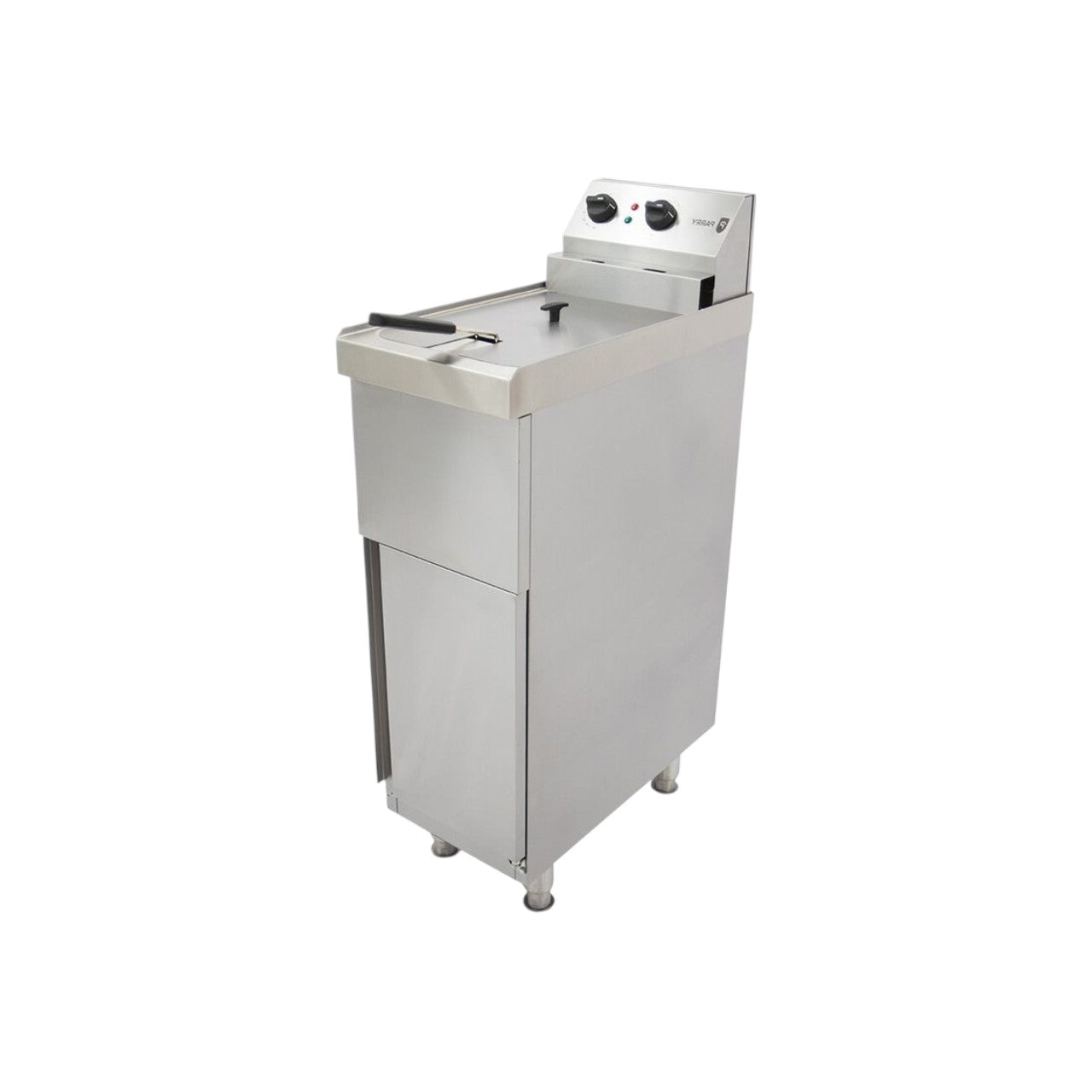 Single Pedestal Electric Fryer 9L – Commercial Stainless Steel Fryer, Thermostatic Control, 6kW, Hardwired, Freestanding – Silver