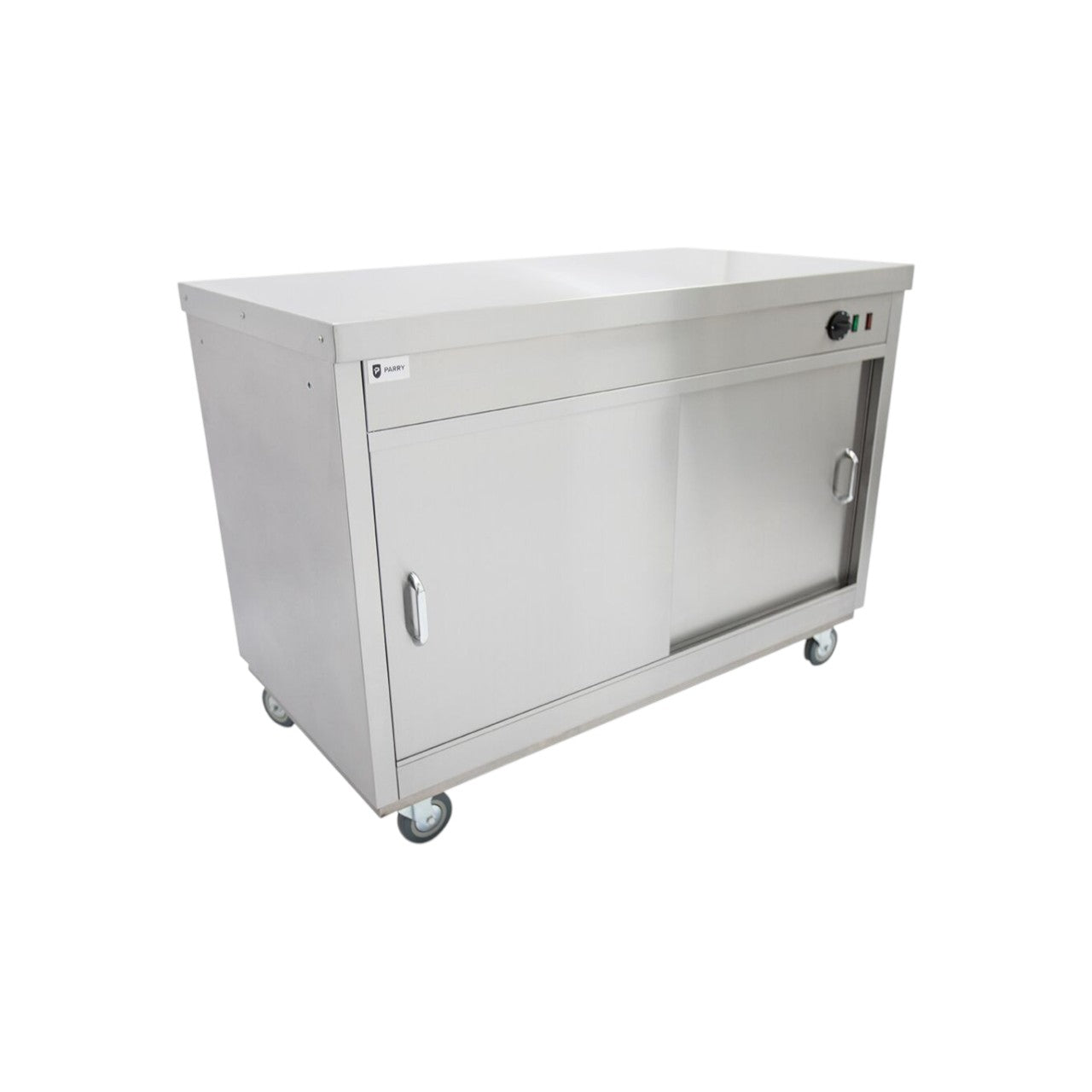 Parry HOT12P Pass-Through Hot Cupboard 1200mm – Stainless Steel Heated Plate Warming Cabinet with Thermostatic Control, Adjustable Shelf, Castors, 1.5kW Catering Hot Cupboard