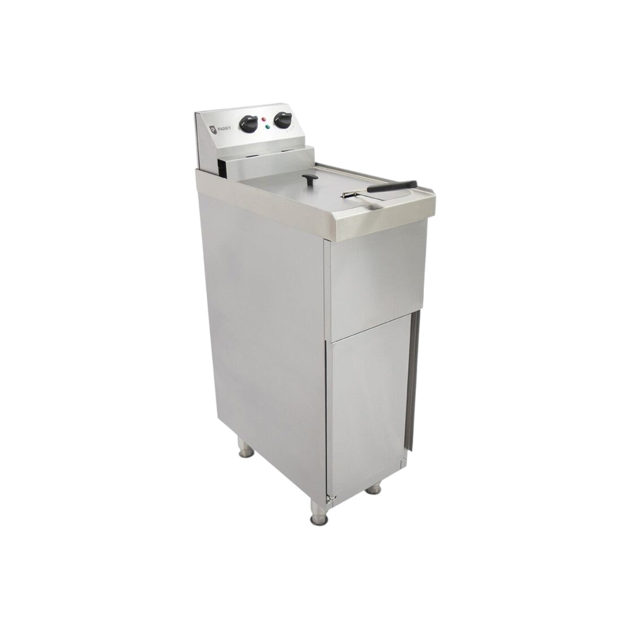 Single Pedestal Electric Fryer 9L – Commercial Stainless Steel Fryer, Thermostatic Control, 6kW, Hardwired, Freestanding – Silver