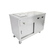 1200mm Hot Cupboard with Bain Marie Top – Stainless Steel, Wet or Dry Heat, Sliding Doors, Castors, 2.9kW