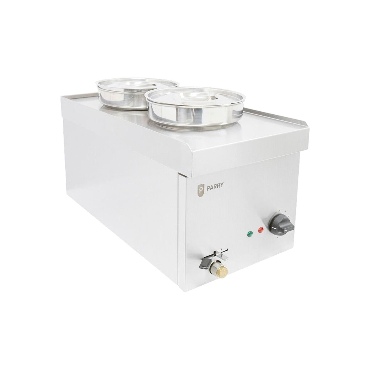 NPWB2 Electric Wet Bain Marie – 2 x 4L Pots, Thermostat Controlled, Stainless Steel, Countertop Food Warmer with Drain Tap