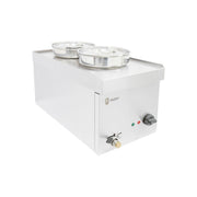 Electric Wet Bain Marie – 2 x 4L Pots, Thermostat Controlled, Stainless Steel, Countertop, Drain Tap