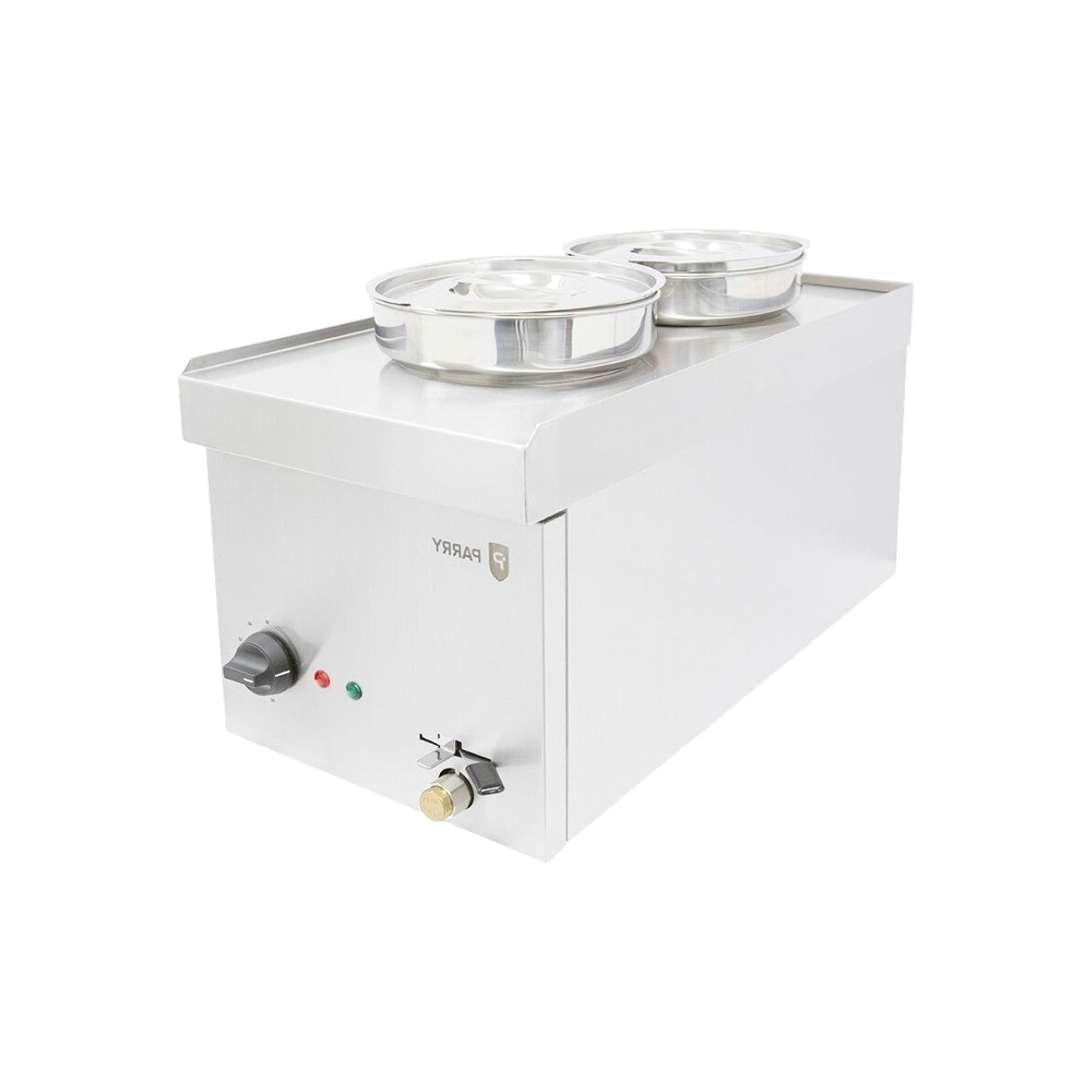 NPWB2 Electric Wet Bain Marie – 2 x 4L Pots, Thermostat Controlled, Stainless Steel, Countertop Food Warmer with Drain Tap
