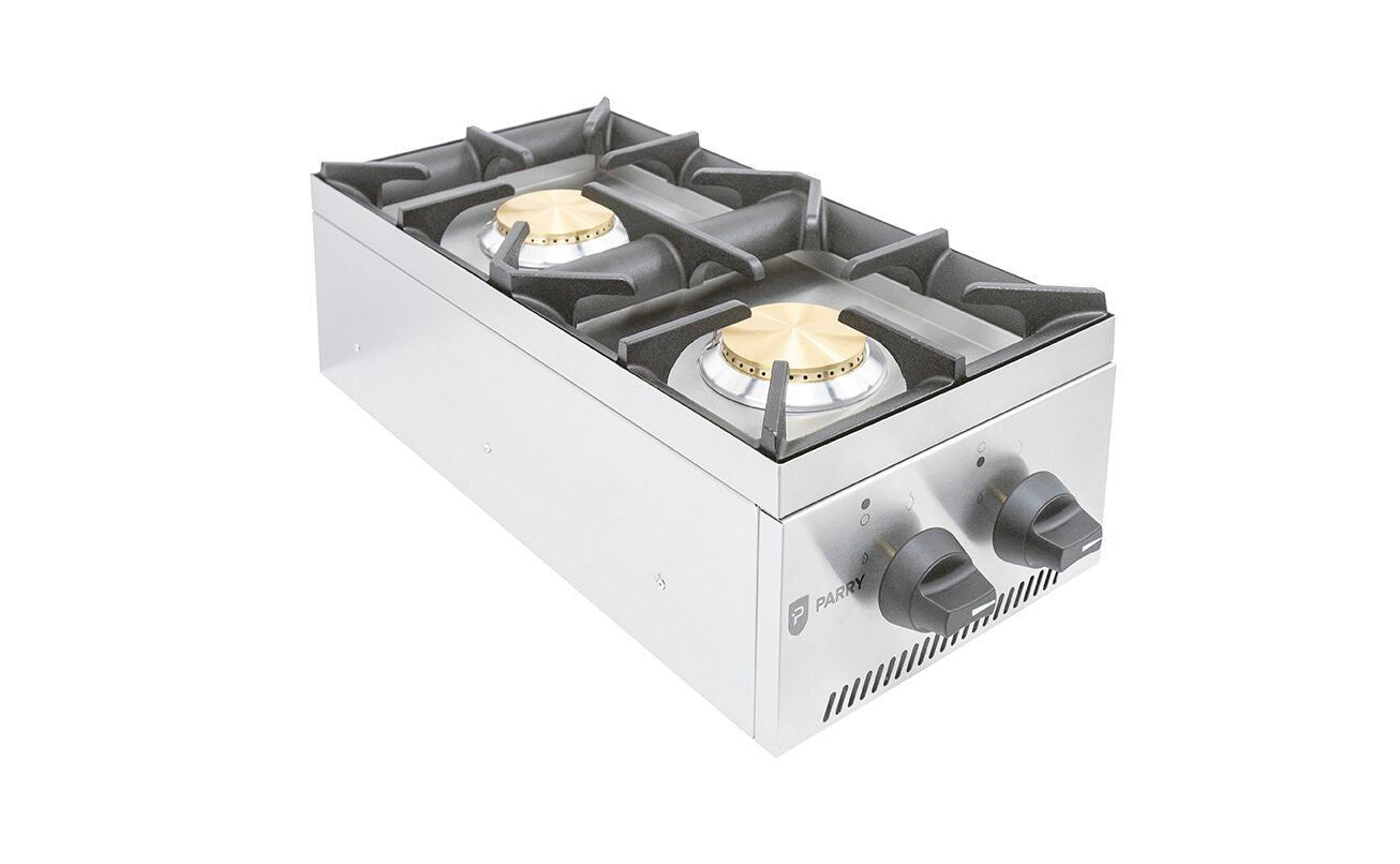 AG2HP LPG Gas Boiling Hob – Two Burner Stainless Steel Countertop Cooker