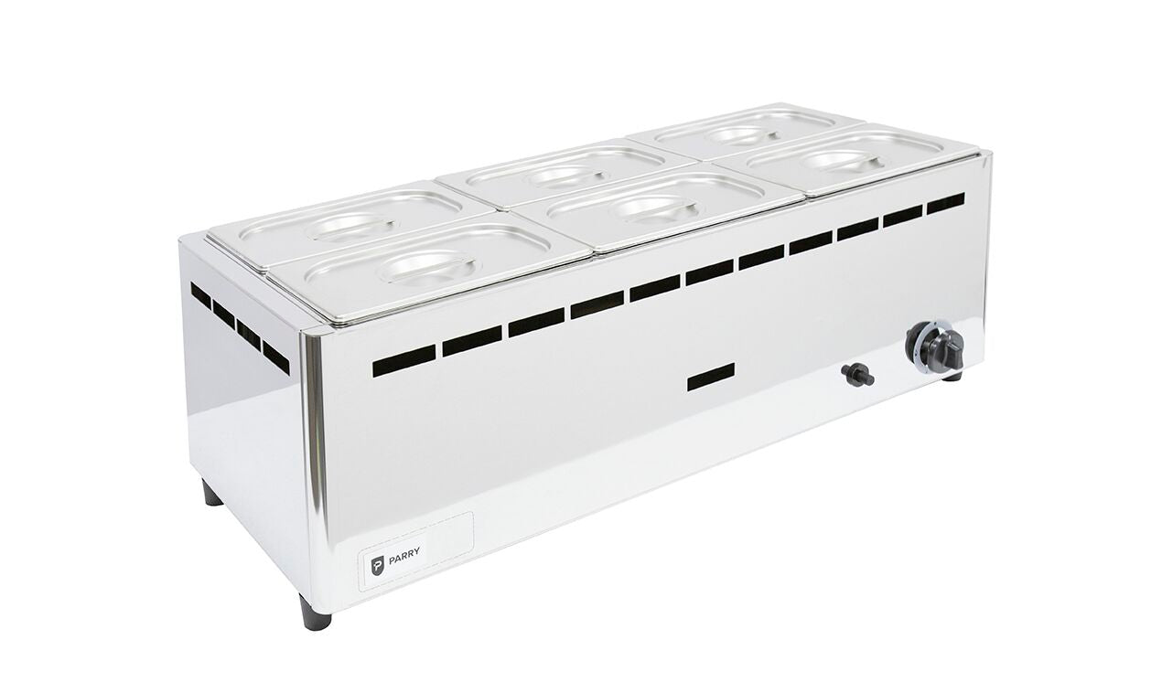 BMF6C/G LPG Wet Well Bain Marie – 6 x 1/4 Gastronorm Pan Capacity, Stainless Steel, Mobile Catering