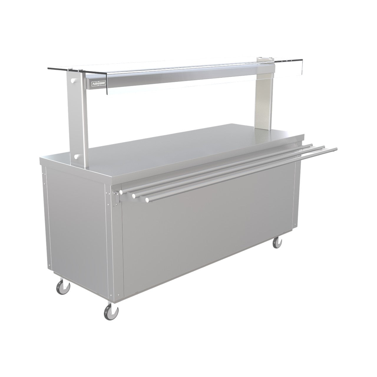 FS-H5 Flexi Serve Hot Cupboard with Plain Top & LED Illuminated Gantry – Stainless Steel Mobile Heated Food Service Unit, Fan Assisted Warming Cabinet, 1830×700×900mm