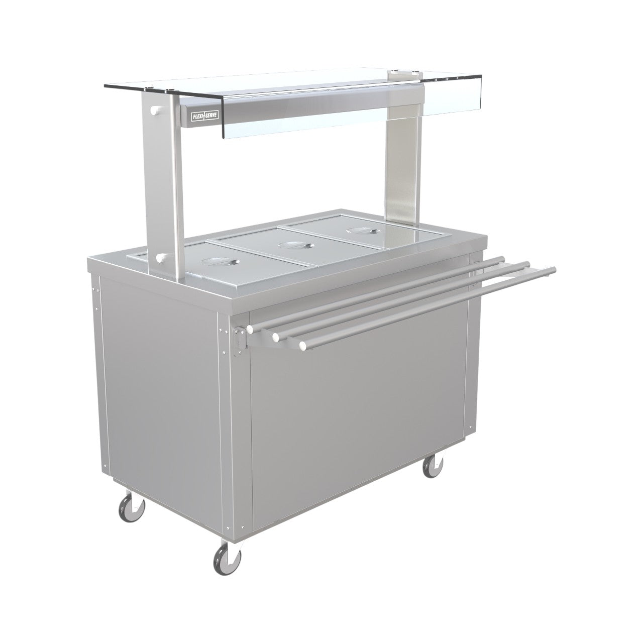 FS-HB4 Flexi Serve Hot Cupboard with Dry Well Bain Marie Top & Quartz Heated Gantry – Stainless Steel Mobile Food Service Unit, GN Compatible, Fan Assisted Heating