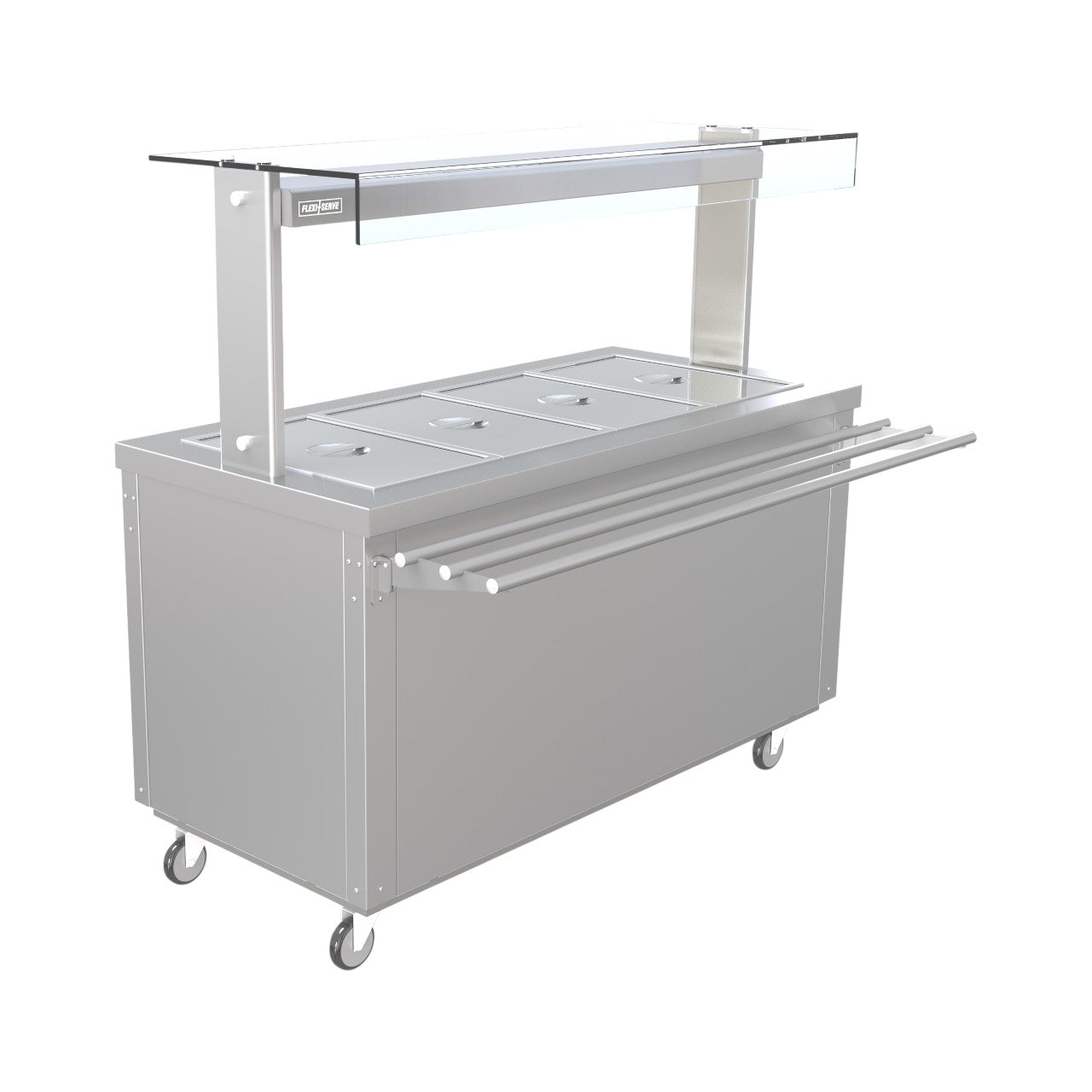 FS-AW4 Flexi Serve Ambient Cupboard with Chilled Well, LED Illuminated Gantry & Mobile Stainless Steel Catering Station