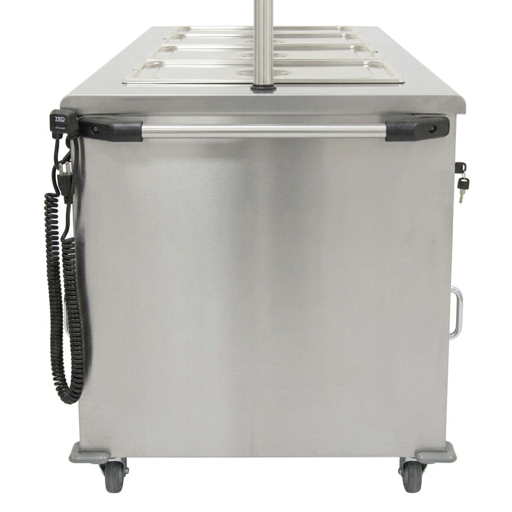 Mobile Bain Marie Servery with Gantry – 1800mm Stainless Steel, Wet/Dry Heat, Digital Control, Heavy-Duty Castors