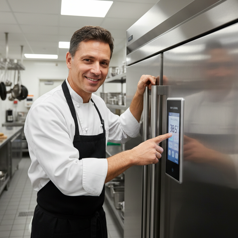 can you make sure the chef has a smile on his face