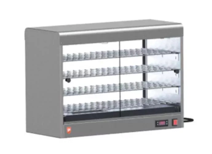 Digital Electric Heated Pie Cabinet – 60-Pie Capacity, Internal Light, Sliding Glass Doors, Stainless Steel