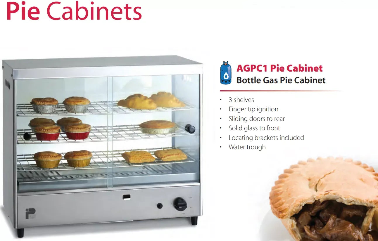 AGPC1 – LPG Gas Pie Cabinet for 60 Pies, Stainless Steel Commercial Display Unit