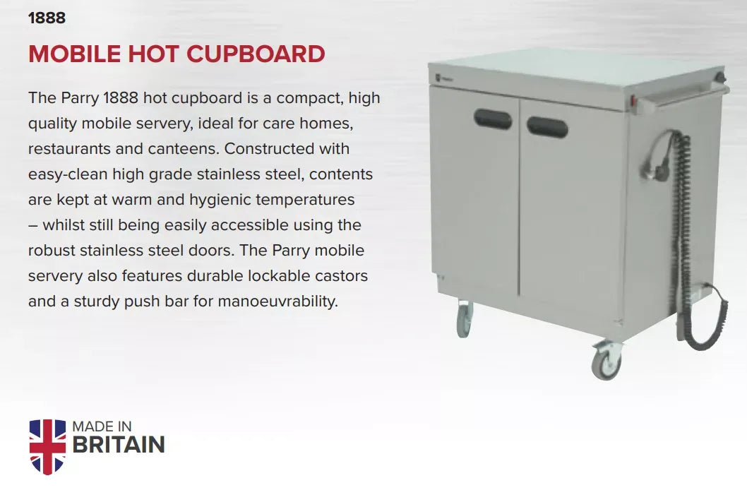 Mobile Heated Cabinet – 40 Plated Meal Capacity, Stainless Steel, Thermostatic Control, Lockable Castors