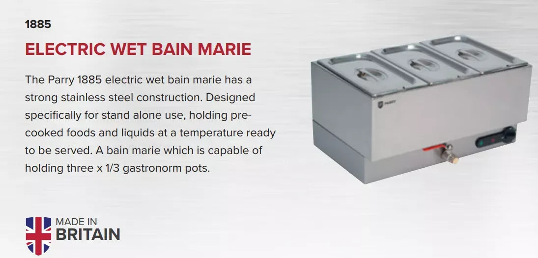 Countertop Electric Wet Bain Marie – 3 x 1/3 GN Pan Capacity, Stainless Steel, Thermostat Controlled