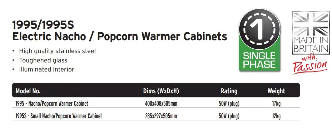 Countertop Nacho & Popcorn Warmer Cabinet – Stainless Steel, Illuminated Display, Heated Base