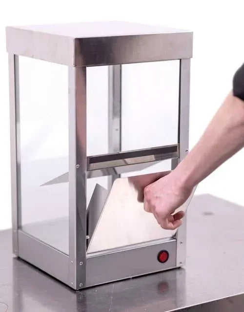 Countertop Nacho & Popcorn Warmer Cabinet – Stainless Steel, Illuminated Display, Heated Base