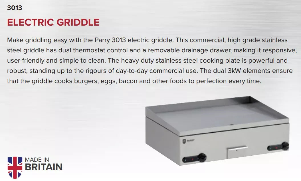 Double Zone Commercial Electric Griddle – 750mm Stainless Steel Plate, Dual 3kW Elements, Countertop