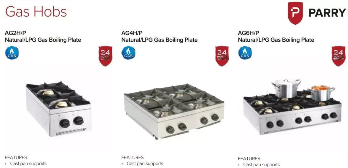 6-Burner Natural Gas Boiling Hob – Stainless Steel Countertop Cooker, Heavy-Duty Pan Supports, Flame Failure Safety