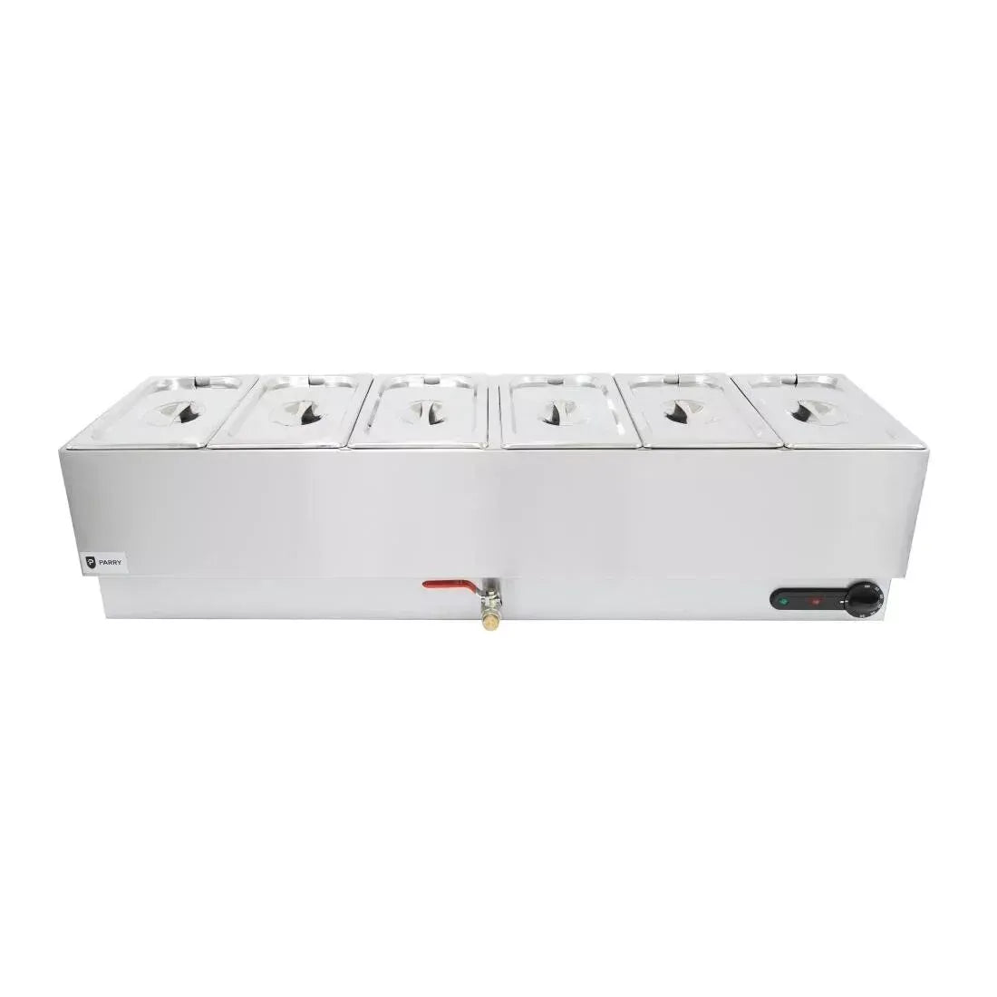 Countertop Electric Wet Bain Marie – 6 x 1/3 GN Pan Capacity, Stainless Steel, Drain Tap, Thermostat Control