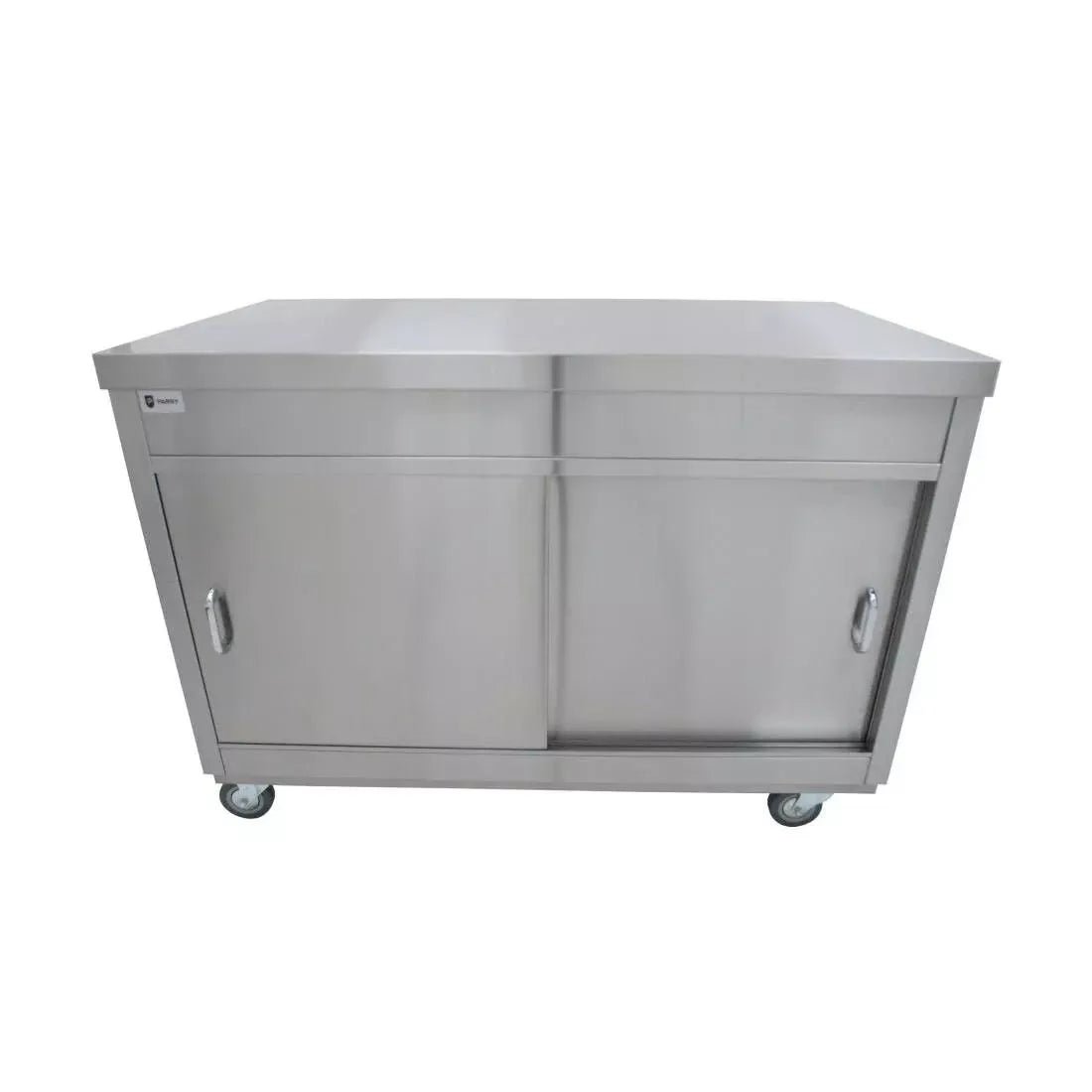 Mobile Ambient Storage Cupboard – 1500mm Stainless Steel, Sliding Doors, Adjustable Shelves