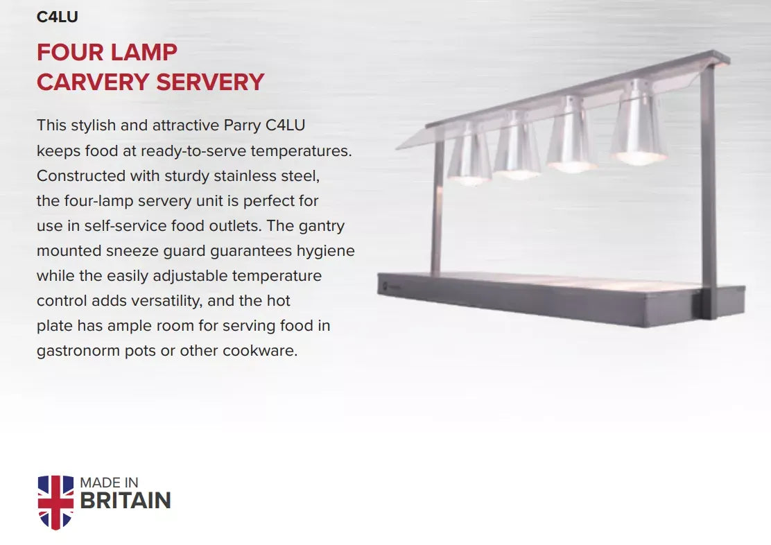 Carvery Servery with Heated Base & 4 Heat Lamps – Stainless Steel, 2kW Commercial Food Display